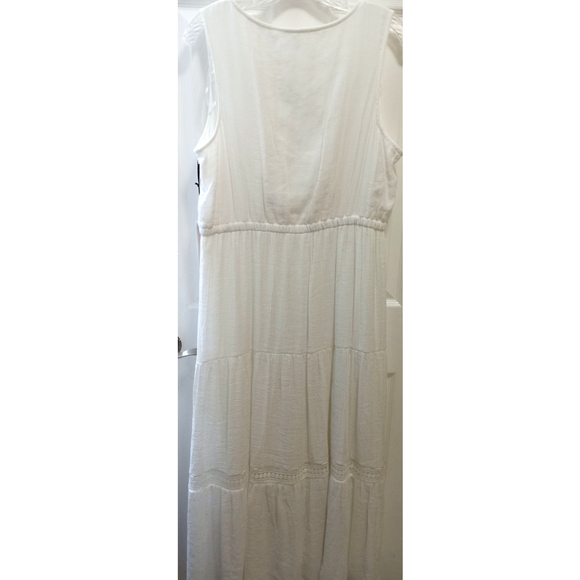 Fyve Womens Sleeveless Maxi Dress Sz 1X Tiered White Cottagecore Boho PeasantNWT - Picture 2 of 9